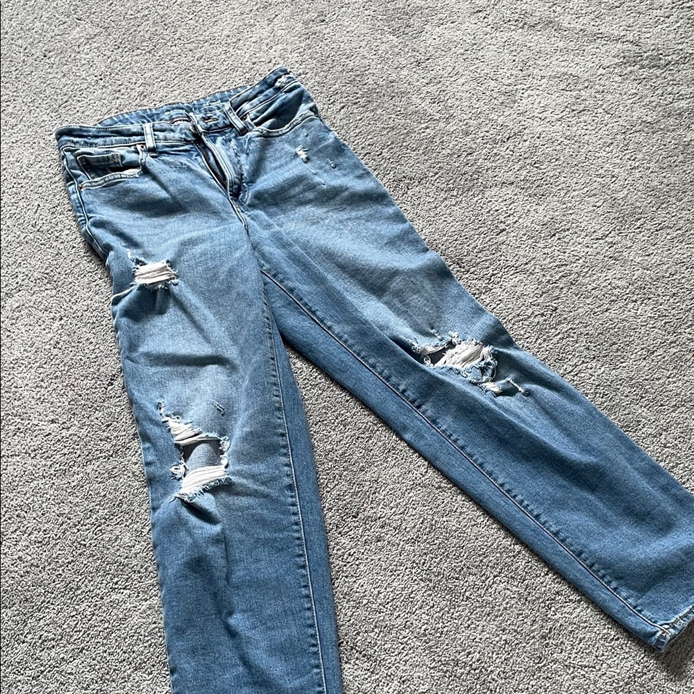 Old Navy Light Blue Distressed Straight Leg Jeans